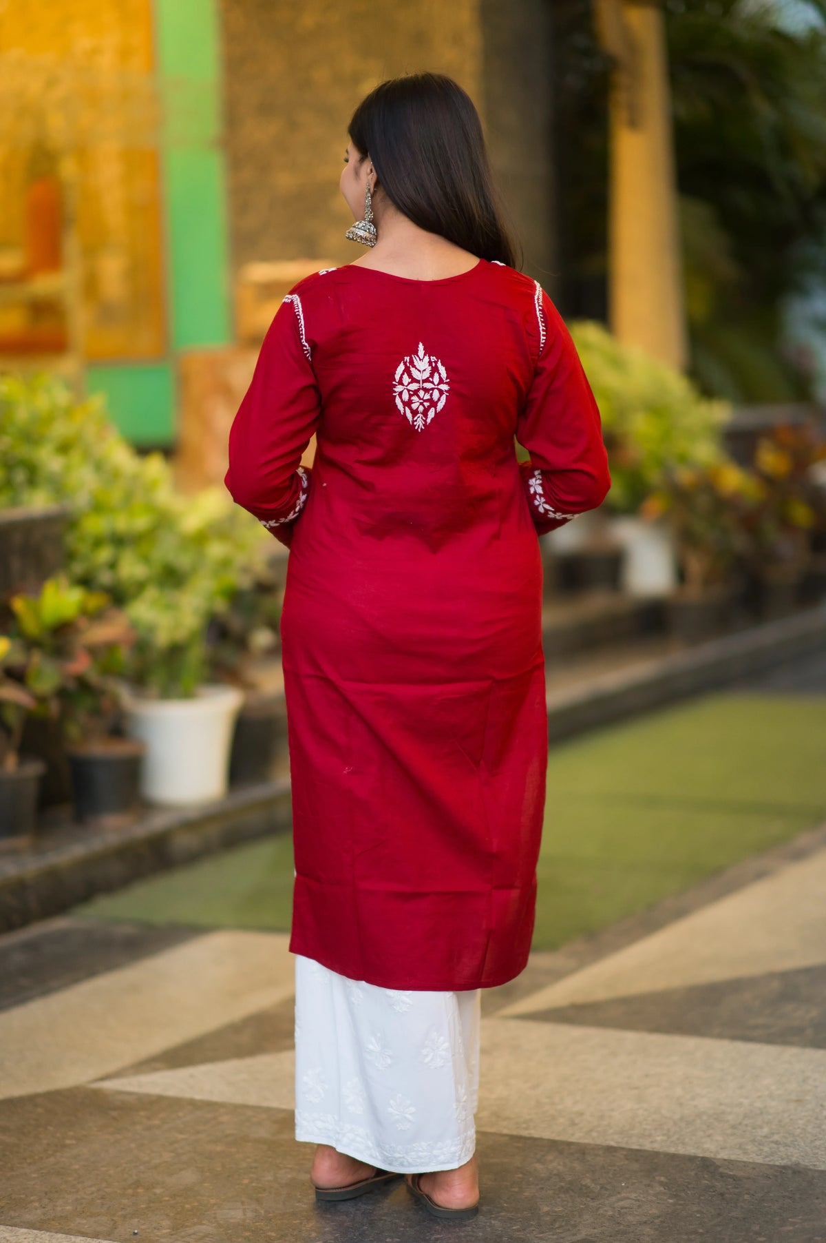 Back view of a Riwayat kurti, a versatile Indian tunic for everyday or casual wear.
