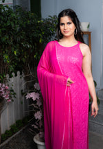 Detailed pure Chikankari embroidery on a Pink georgette kurti. A masterpiece of Indian craftsmanship.