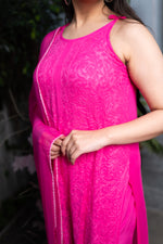 View a bright Pink Viscose Sleeveless Kurti. Made from comfortable, breathable pure viscose fabric.