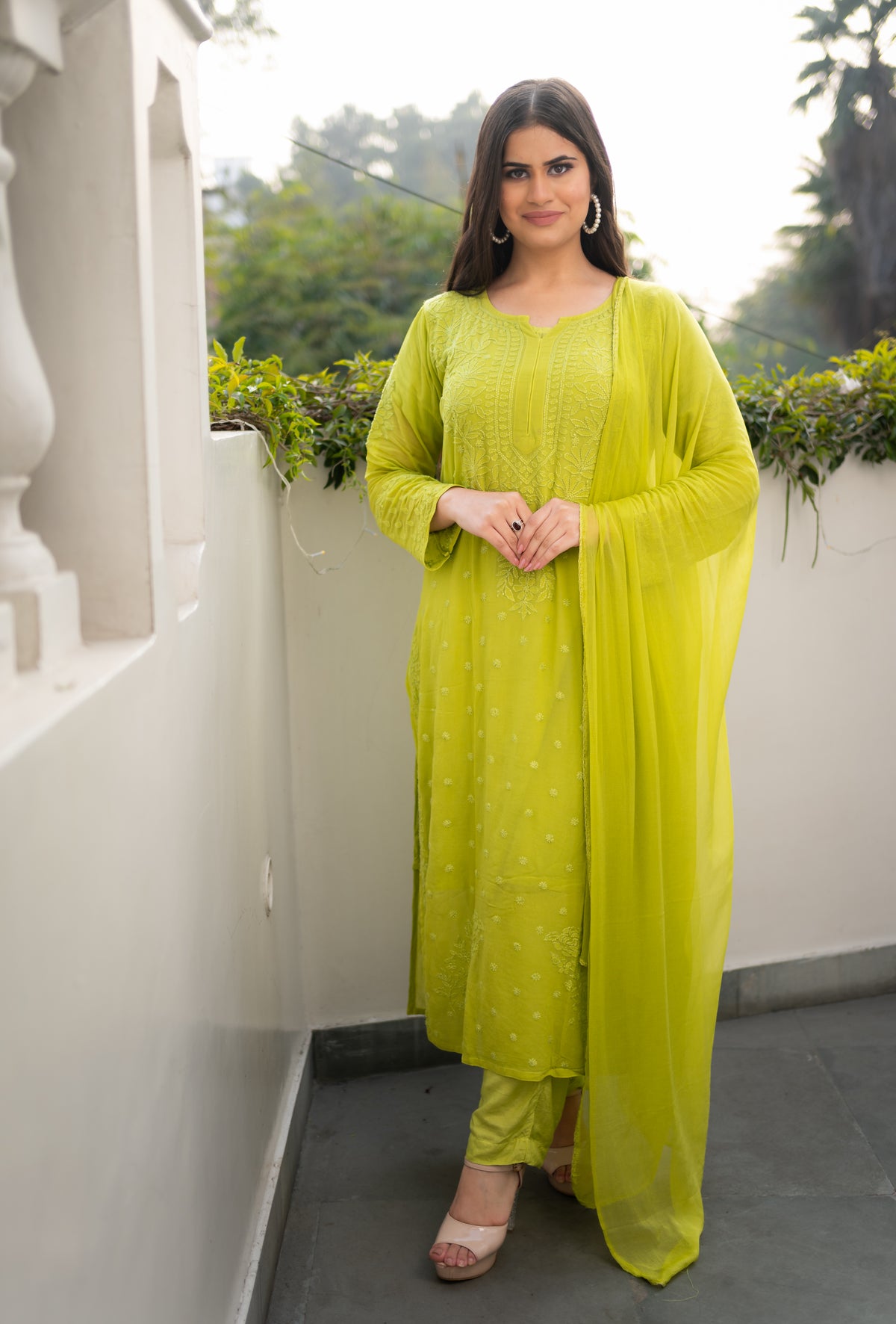 View a stylish Pure Georgette Kurti Set, perfect for summer with its breathable viscose fabric.