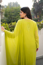 View a Pure Georgette Kurti (46-inch), with fine Lucknowi Chikankari hand work.