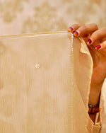 View a camel Viscose Pearl Chikankari Kurta Set. Features elegant hand embroidery on georgette fabric.