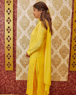 Detailed view of hand embroidery and mirror work on a white Viscose Georgette Chikankari Kurta.