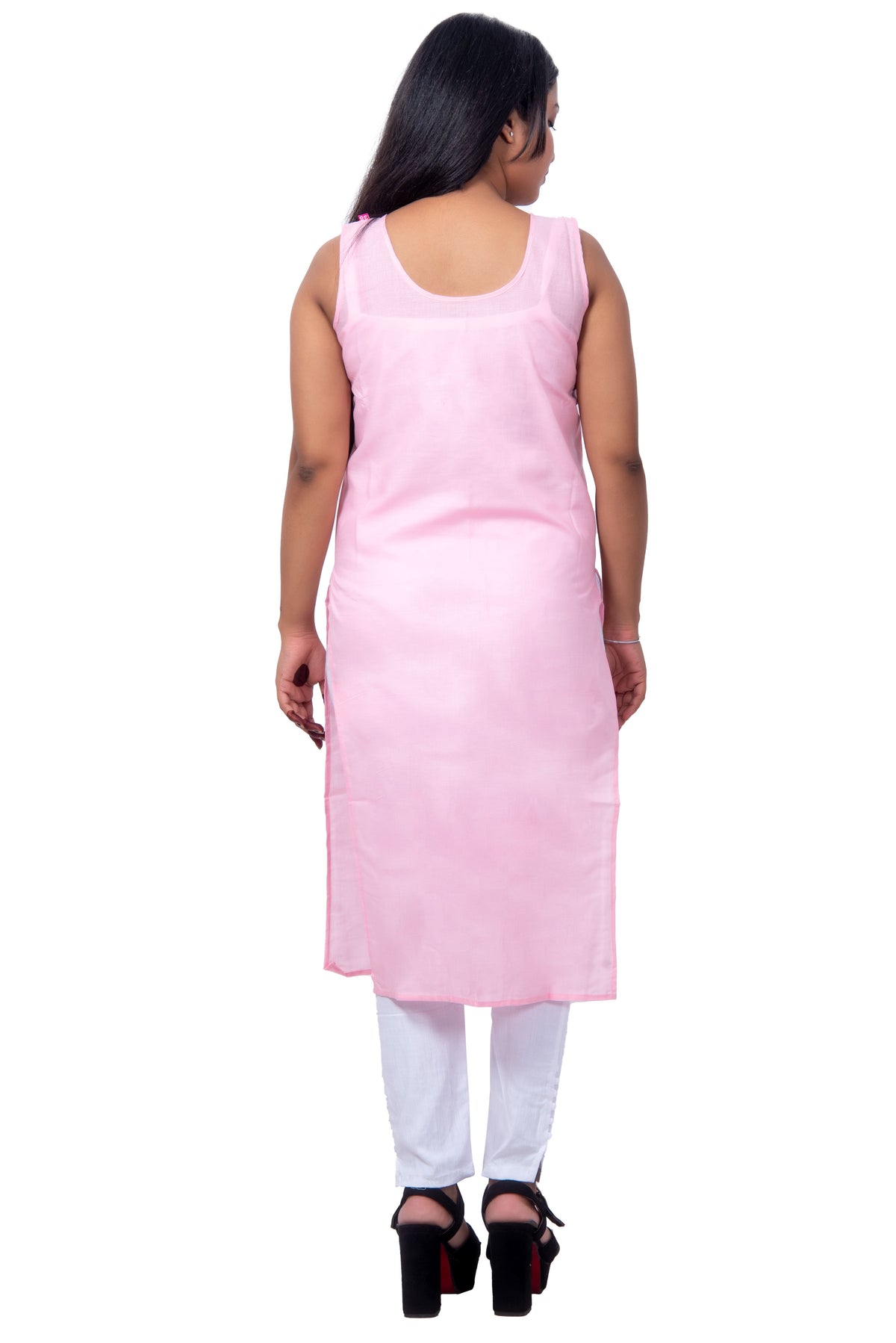 Baby-pink cotton inner for women, back view. Perfect ladies' inner wear for kurtas.