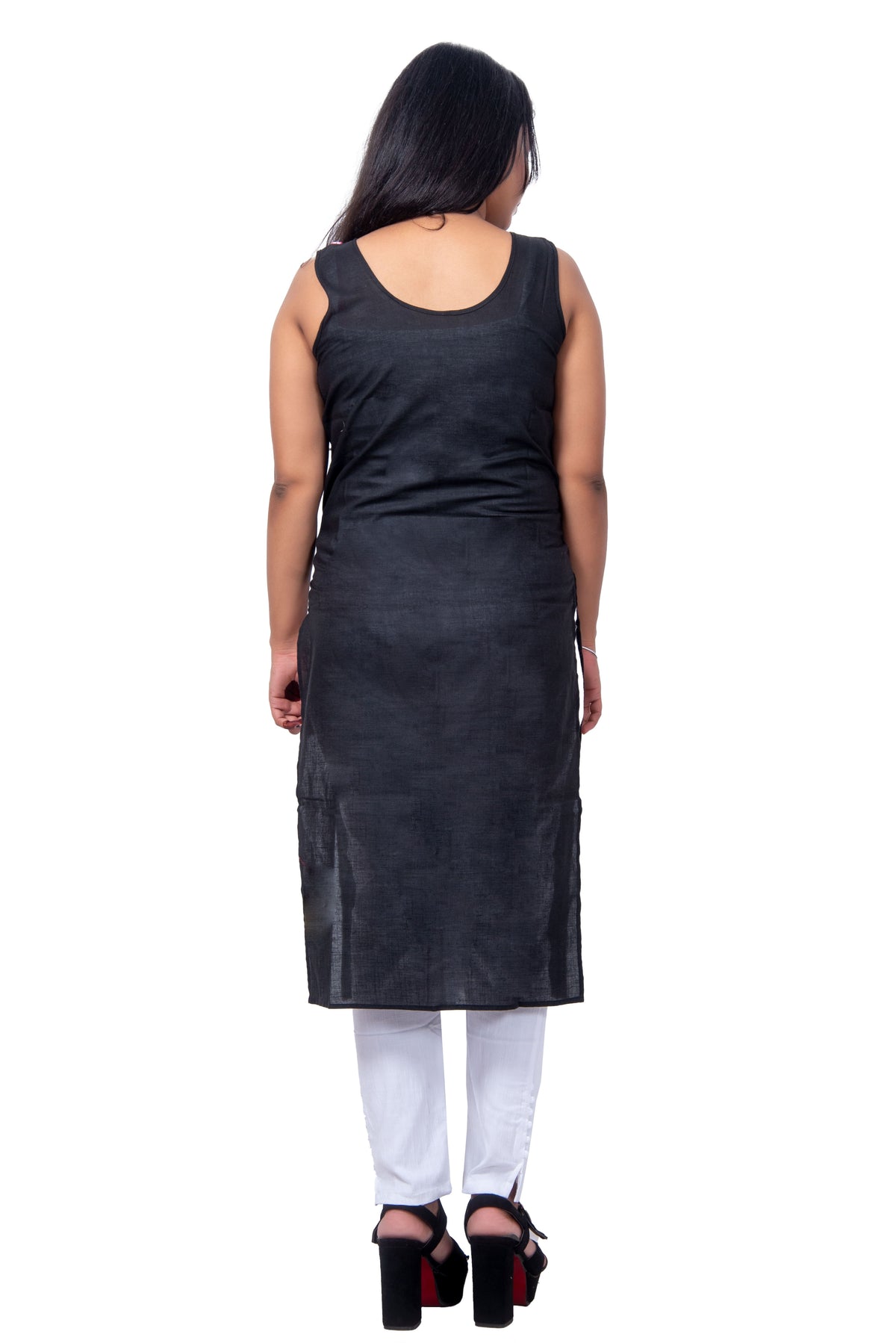 Back view of black cotton innerwear – soft fabric with seamless fit for kurtis and dresses.