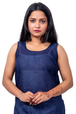 Close-up of blue cotton innerwear fabric – smooth, breathable, and soft texture