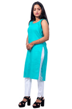 Side View of Light Blue Inner Top – Stretchable and Lightweight Cotton Inner for Women.