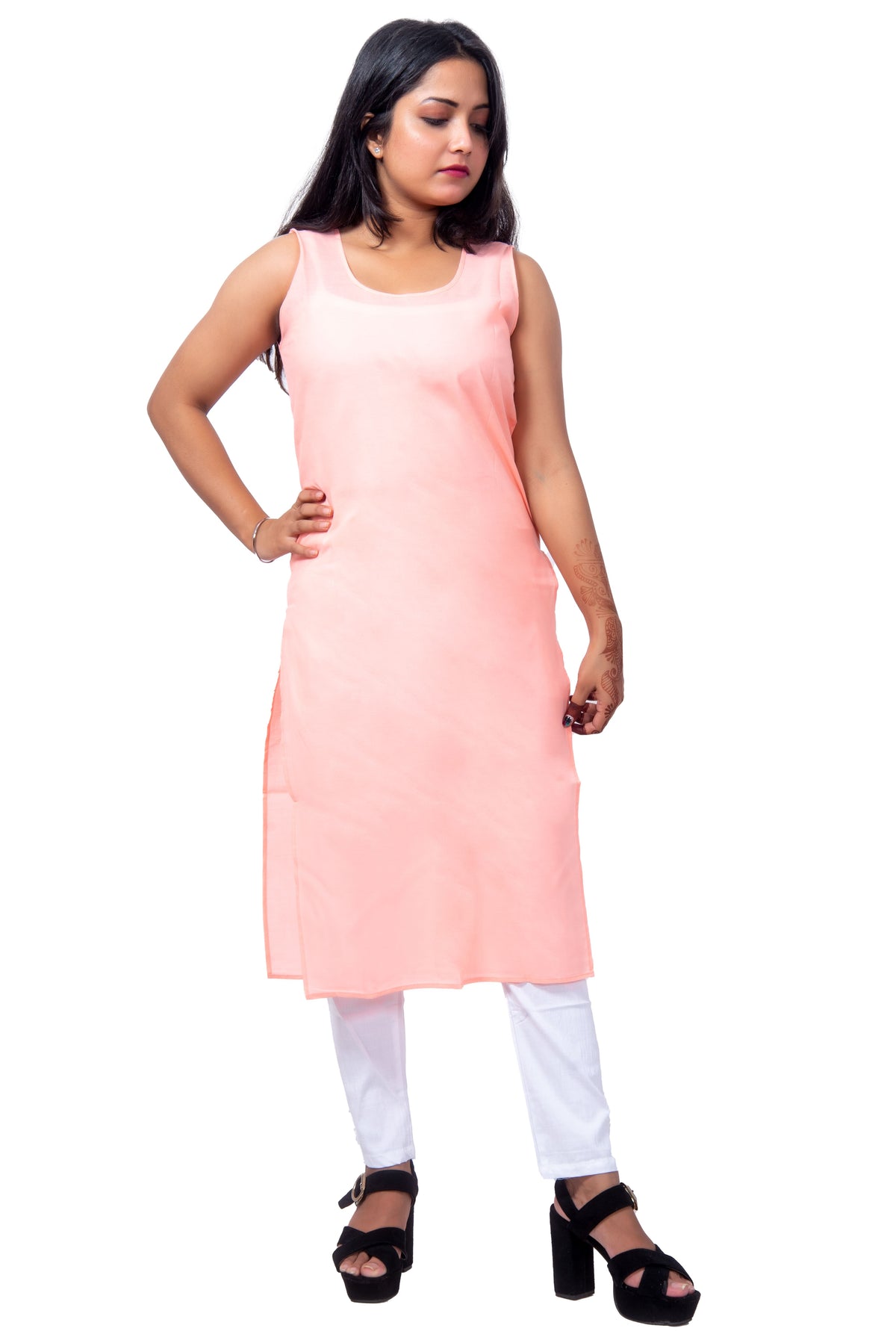 Powder Pink Inner Top Front View – Soft Cotton Powder Pink Inner for Women Daily Wear.
