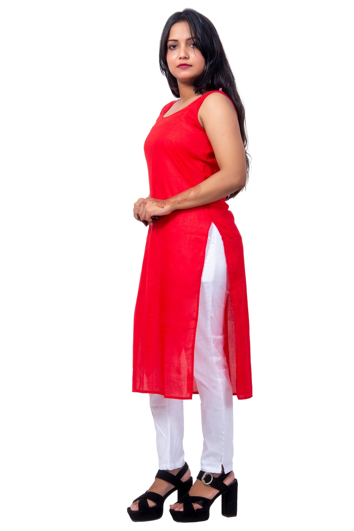 Side View of Red Inner Top – Stretchable and Lightweight Cotton Red Inner for Women.