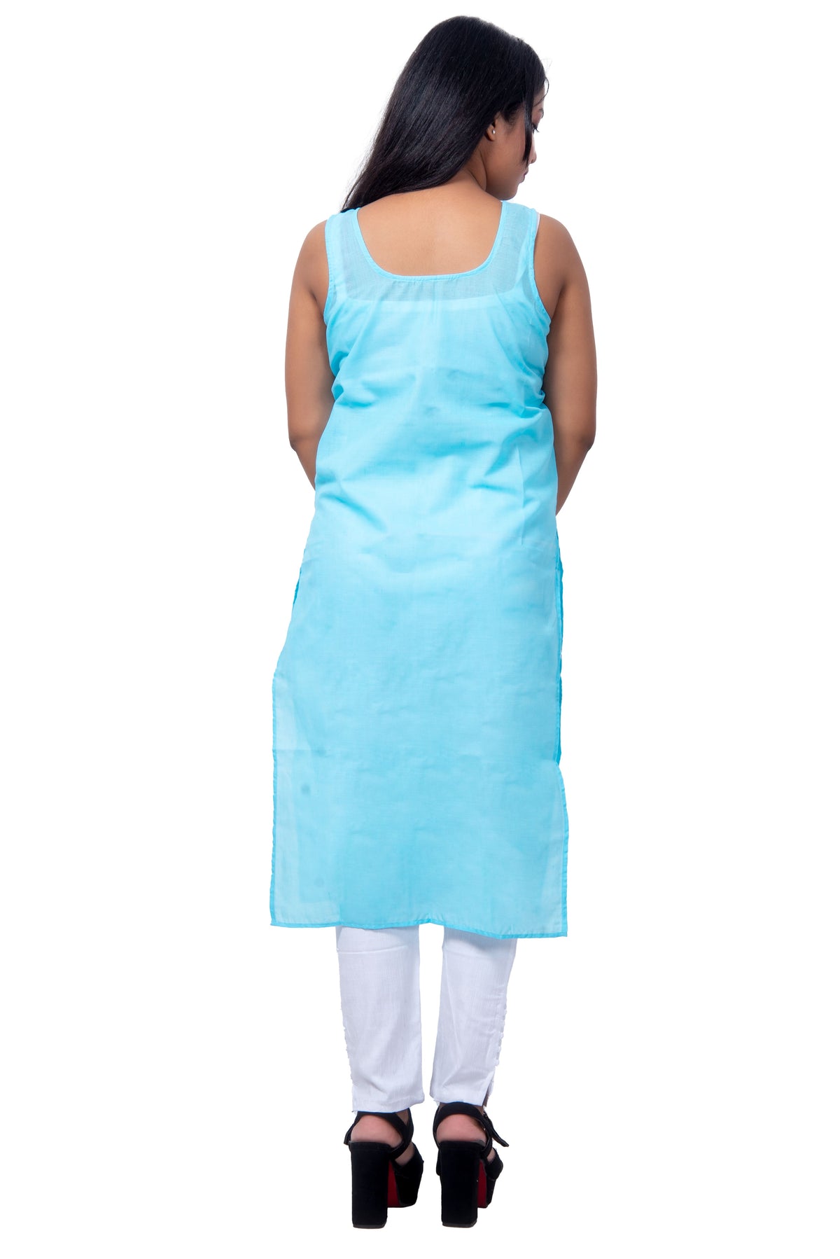 Back View of Sky Blue Cotton Inner for Women – Seamless and Comfortable Inner Top.