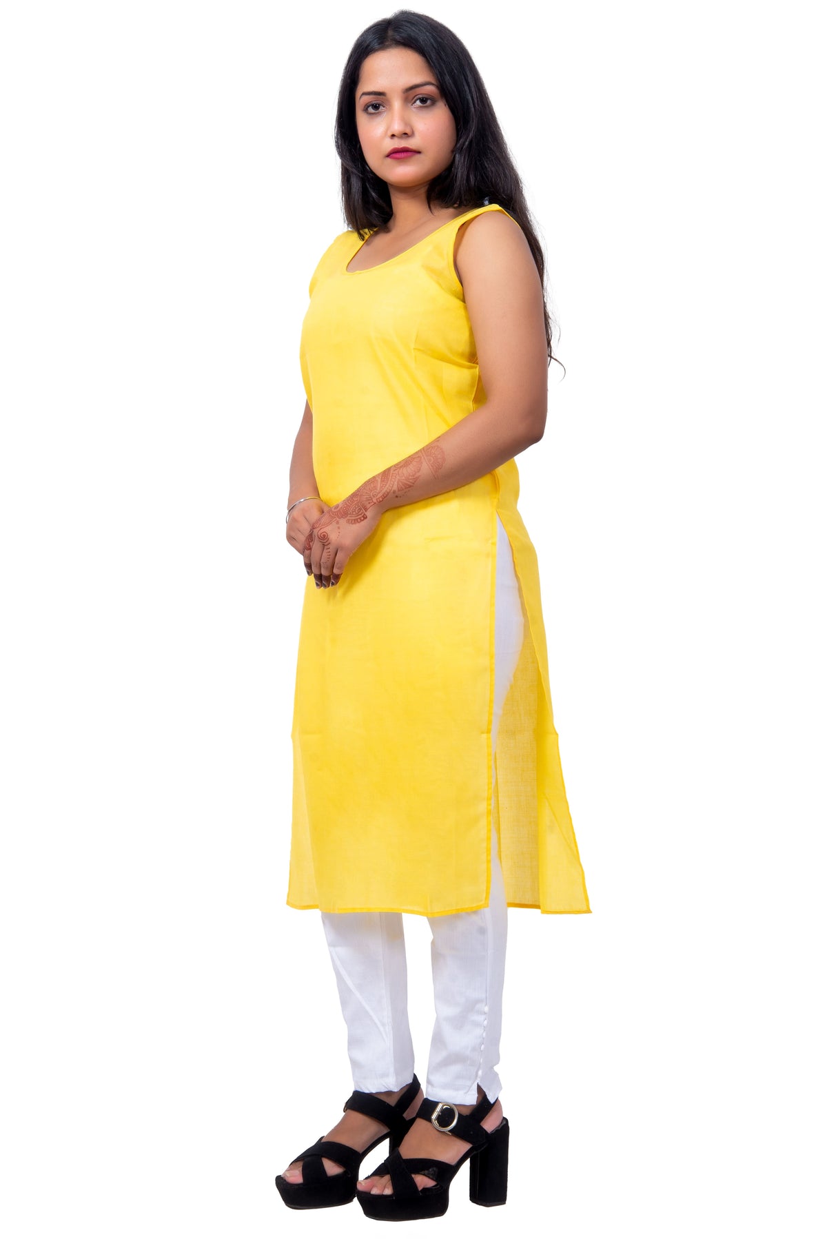 Side View of Yellow Inner Top – Lightweight and Skin-Friendly Cotton Inner for Women.
