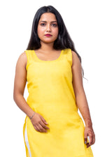 Zoom View of Yellow Cotton Innerwear Fabric – Soft, Breathable Yellow Inner for Women.