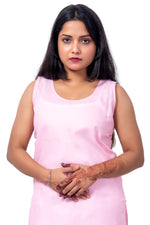 Zoomed fabric view of pink cotton ladies inner, breathable and gentle on skin.