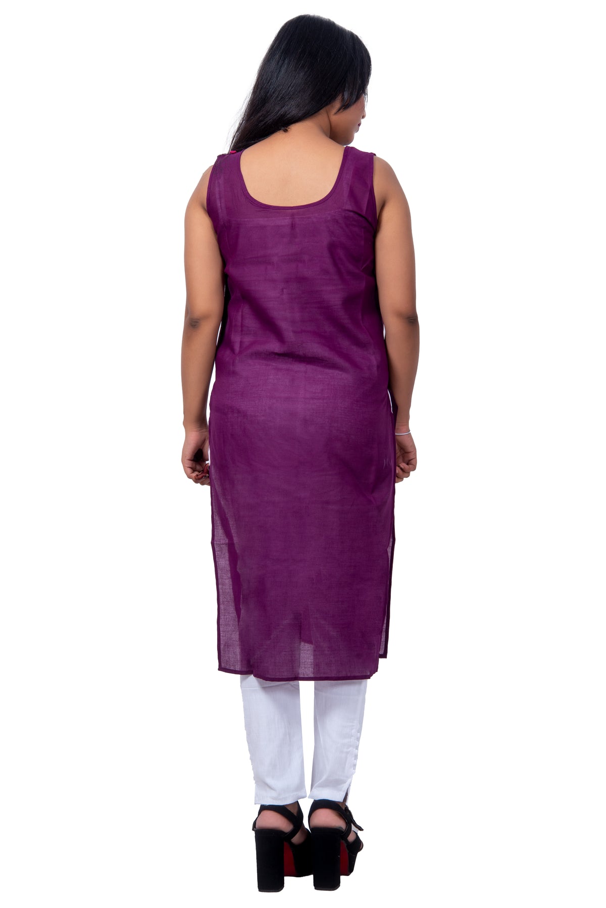 Back View of Wine Cotton Inner for Women—Comfortable and Seamless Wine Inner Top.