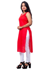 Side View of Red Inner Top – Stretchable and Lightweight Cotton Red Inner for Women