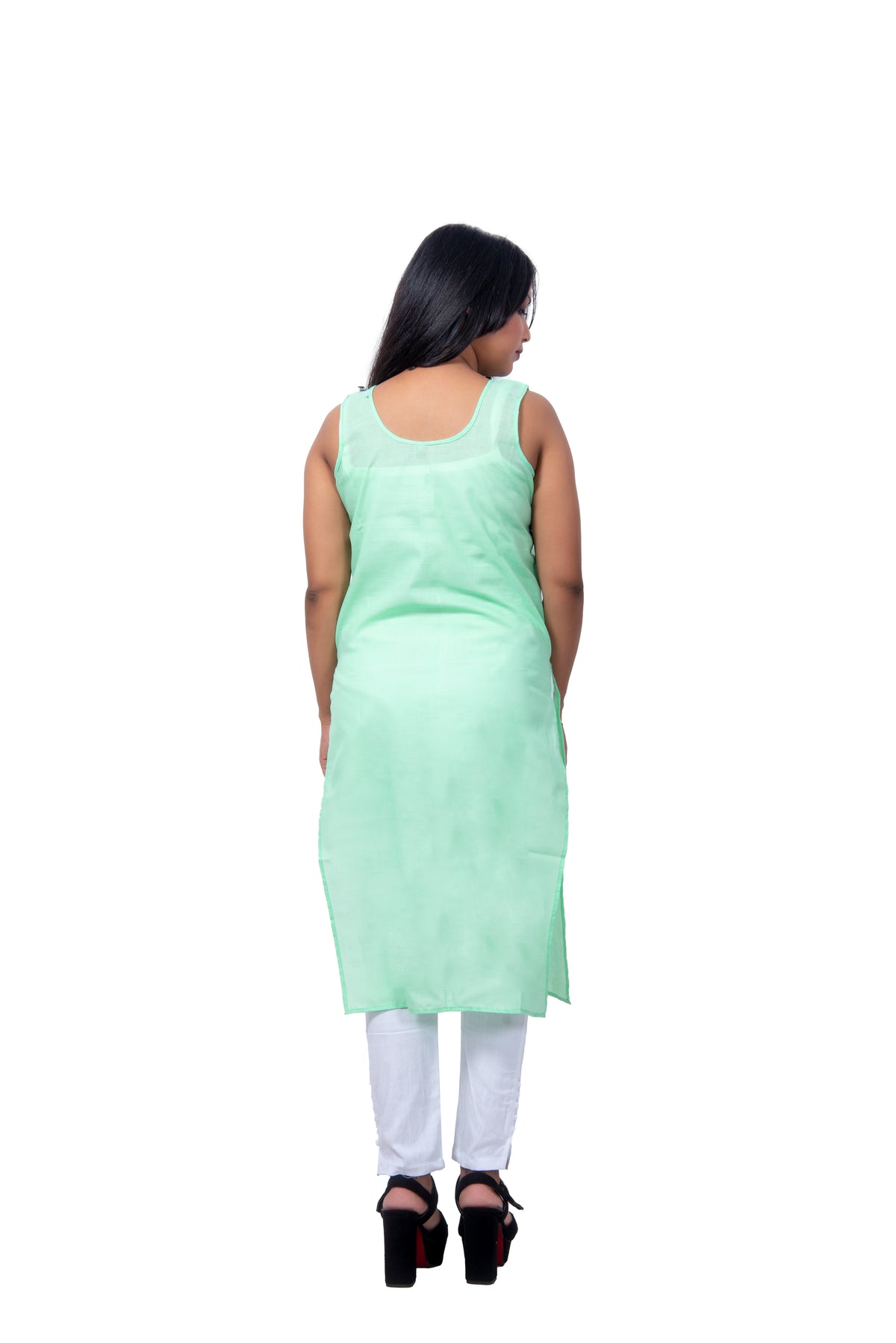 Back View of Sea Green Cotton Inner for Women—Comfortable and Skin-Friendly Inner Top.