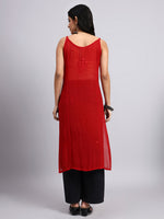 Naina Red Chikankari Kurti