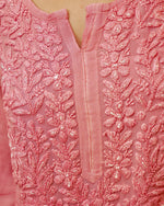 Complete Piyazi Pink Ada Lucknowi Pearl Set. A luxurious 4-piece georgette kurta ensemble for women.