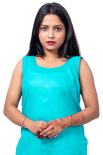 Zoom View of Light Blue Cotton Innerwear Fabric – Soft, Breathable Light Blue Inner for Women.