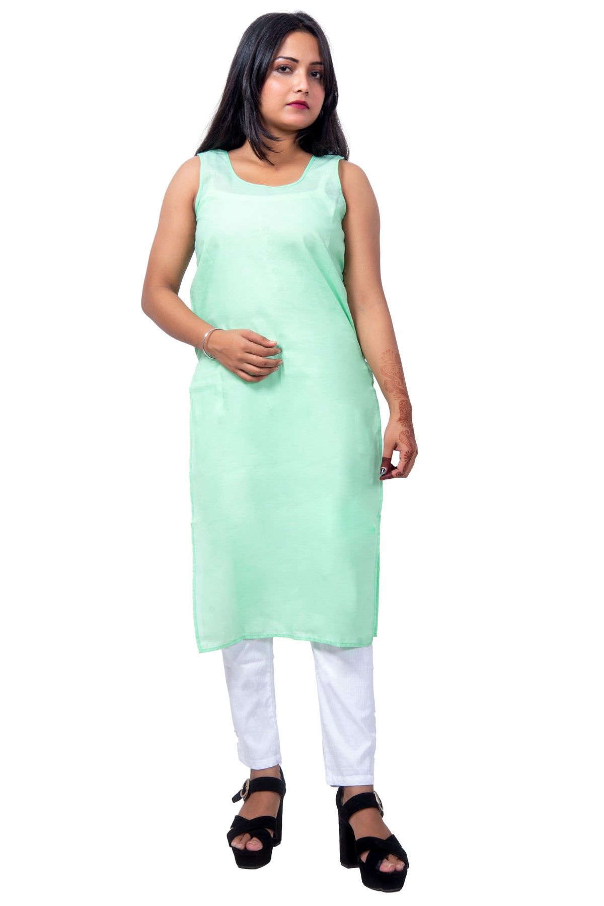 Sea Green Inner Top Front View – Soft Cotton Sea Green Inner for Women Daily Use.