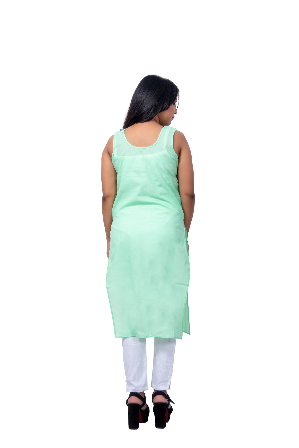 Back View of Sea Green Cotton Inner for Women – Comfortable and Skin-Friendly Inner Top.