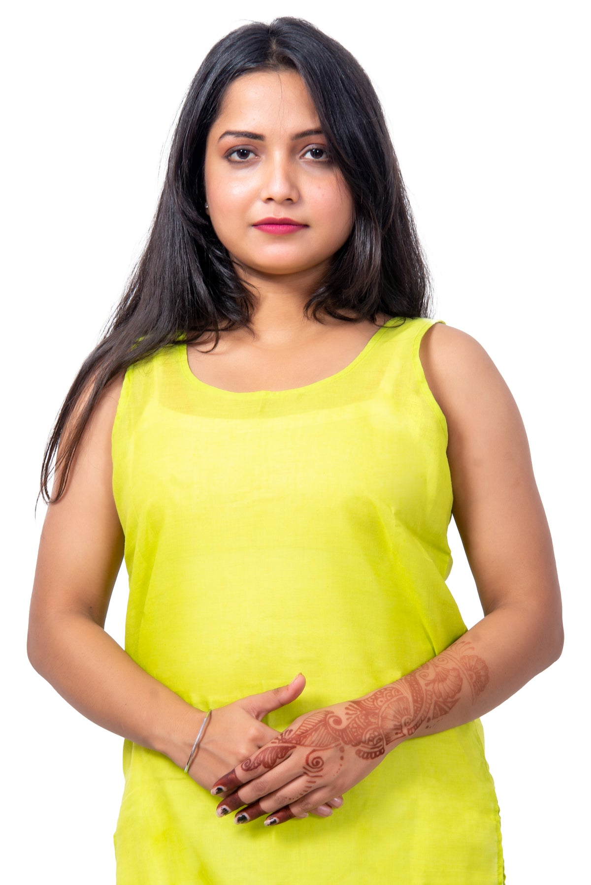 Close-up of a soft yellow cotton inner for women.