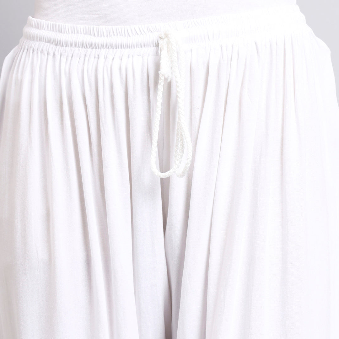 White plazzo against a white background